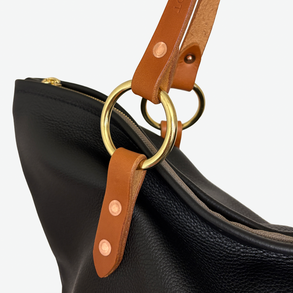 No. 2 Zip-Top - Leather Tote Handbag | Black - Copperdot Leather Goods