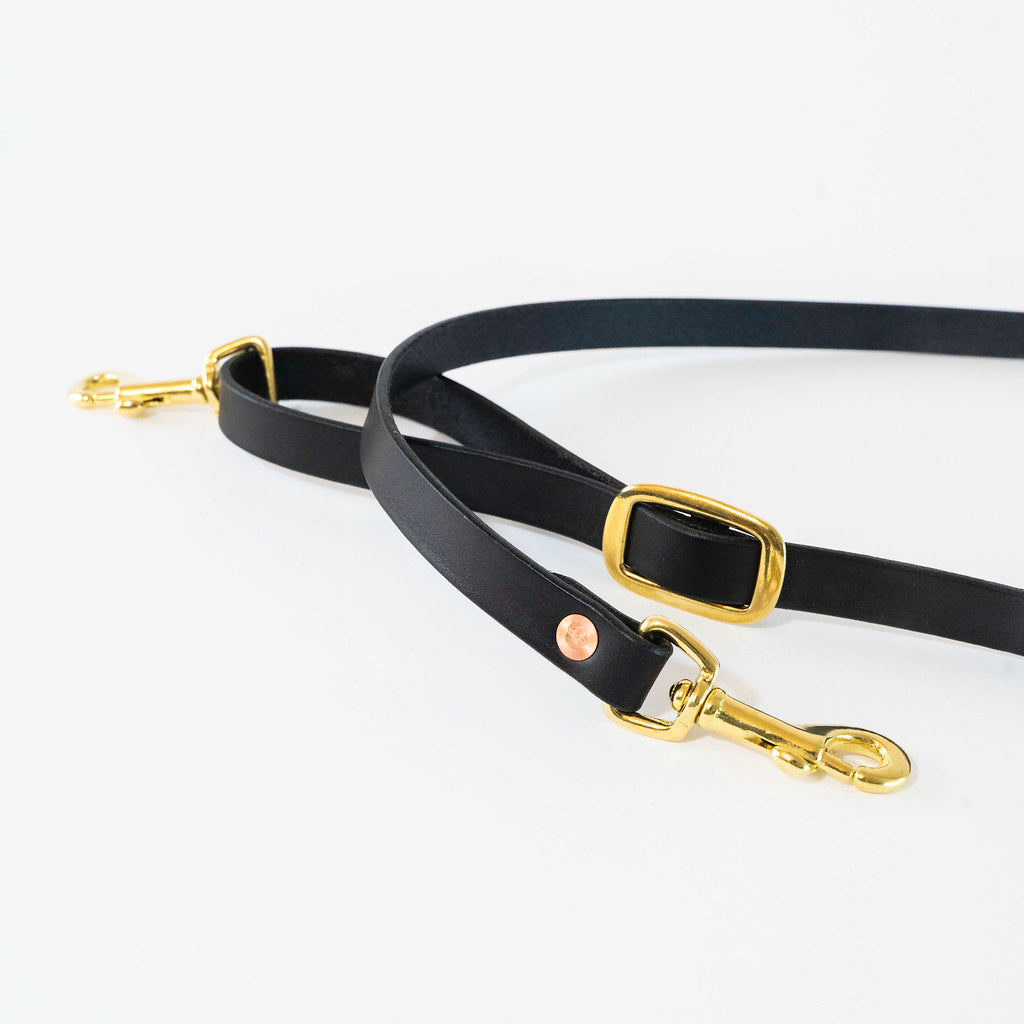 Adjustable Premium Leather Crossbody Strap | Black