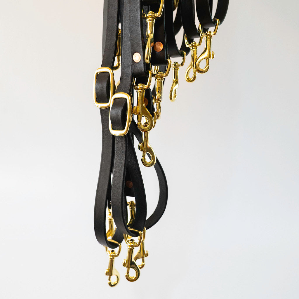 Adjustable Premium Leather Crossbody Strap | Black