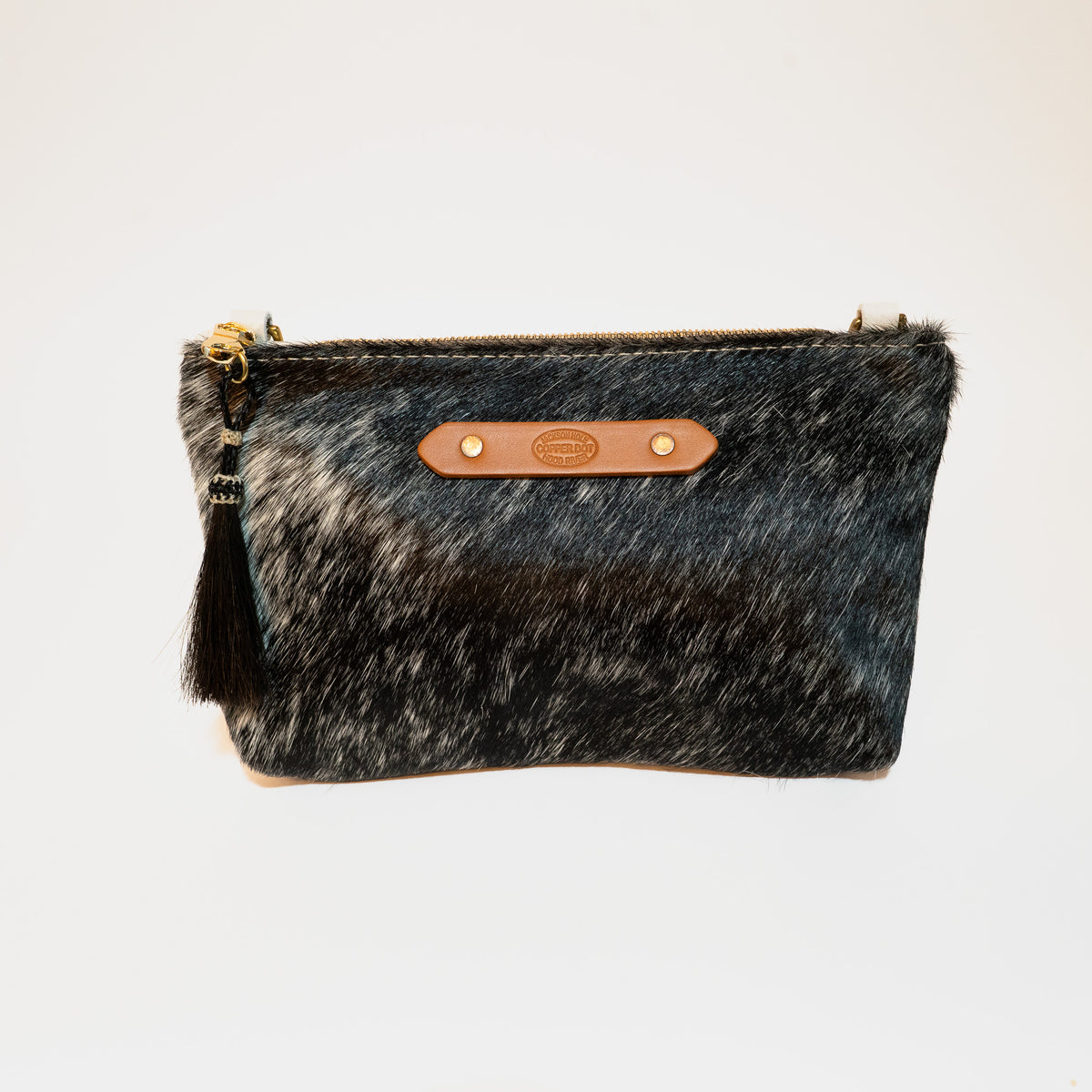 Zippy Clutch | Cream & Black Hide ( Perfectly Imperfect )
