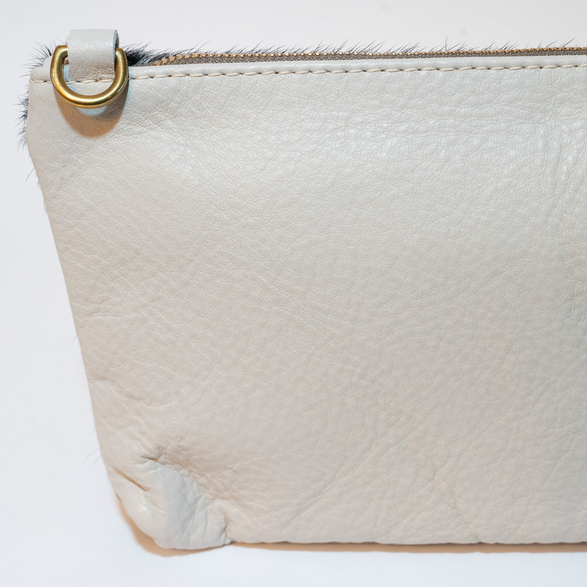 Zippy Clutch | Cream & Black Hide ( Perfectly Imperfect )