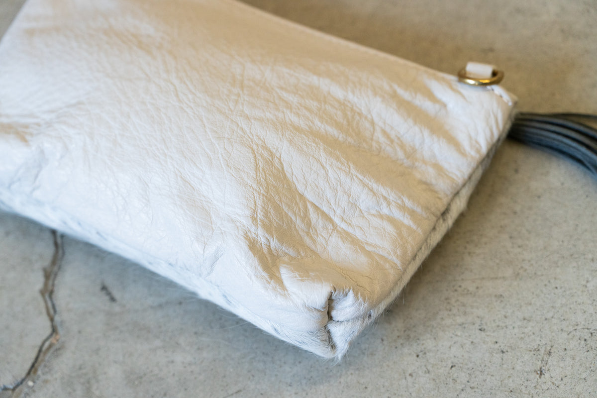 Perfectly Imperfect - White and Black Cow Hair Zippy with cream backing #18