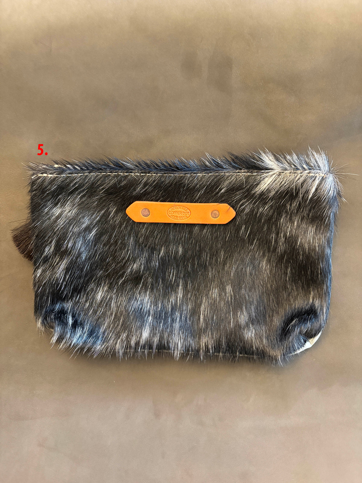 Cream & Black Hide Zippy Clutch