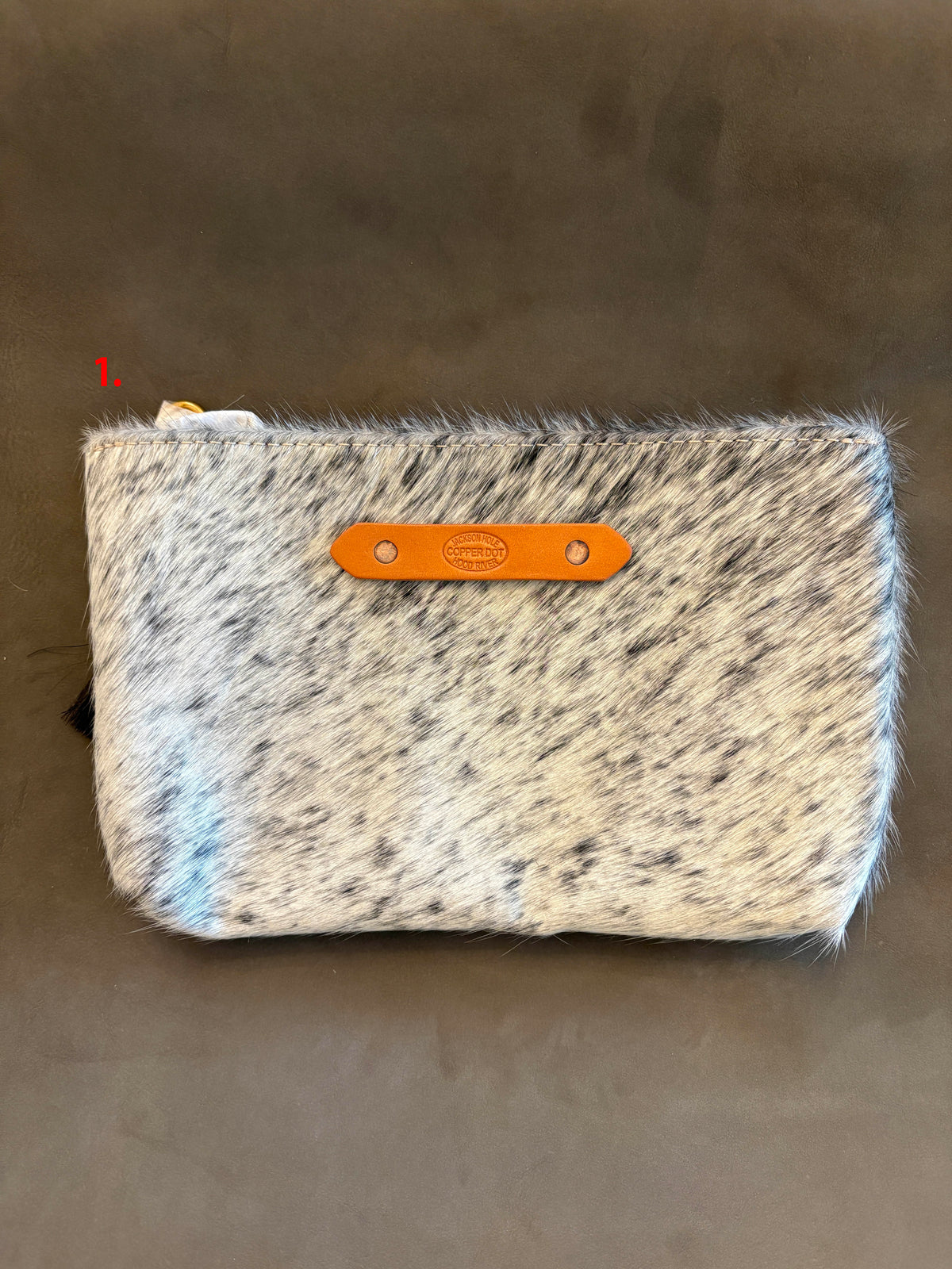 Silver Shimmer & Black Hide Zippy Clutch