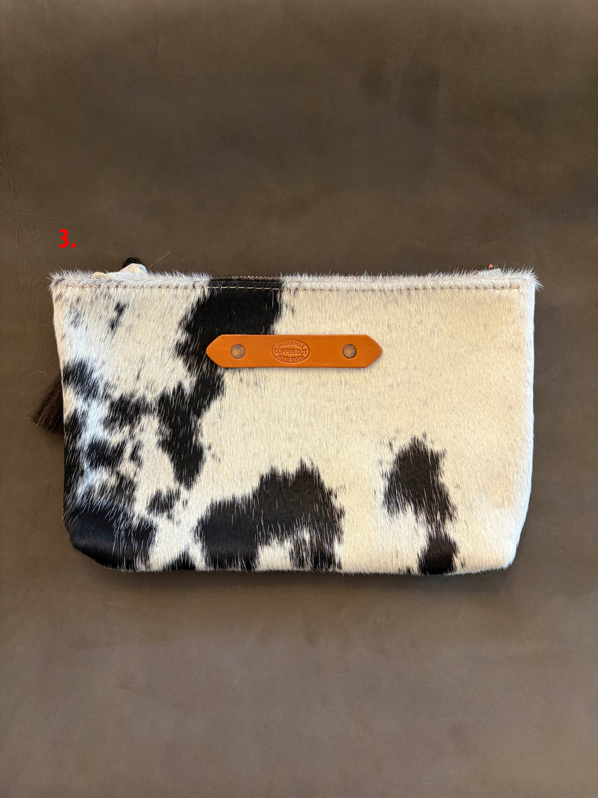 Silver Shimmer & Black Hide Zippy Clutch