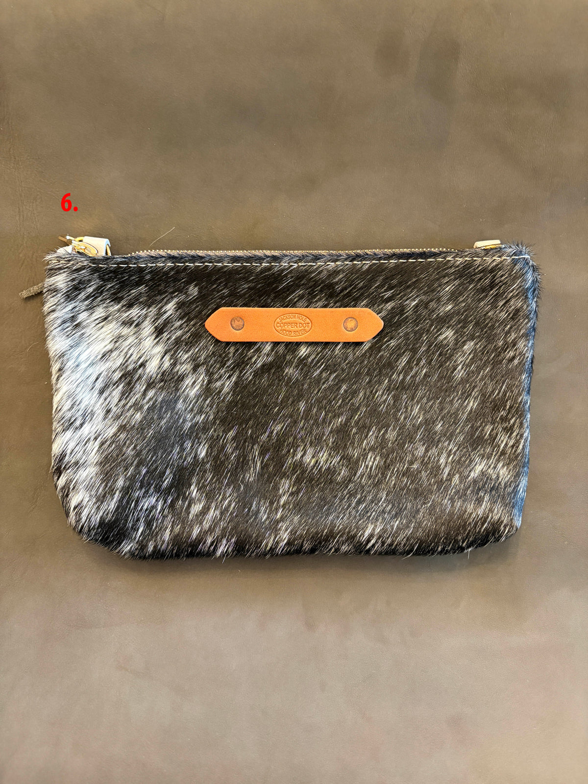 Cream & Black Hide Zippy Clutch