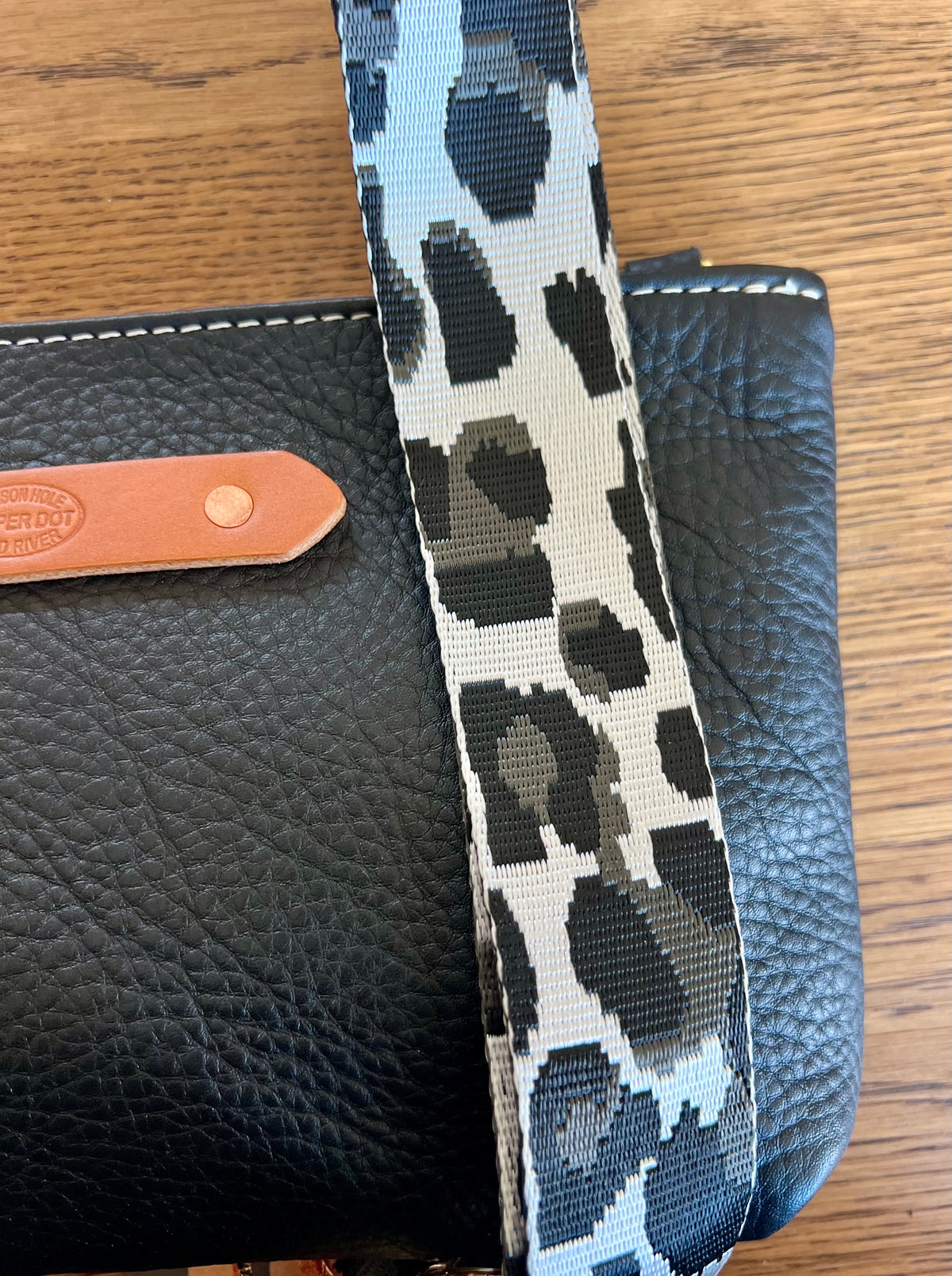 Webbing Shoulder Strap NEW Silver/ Black Leopard- Gold Hardware