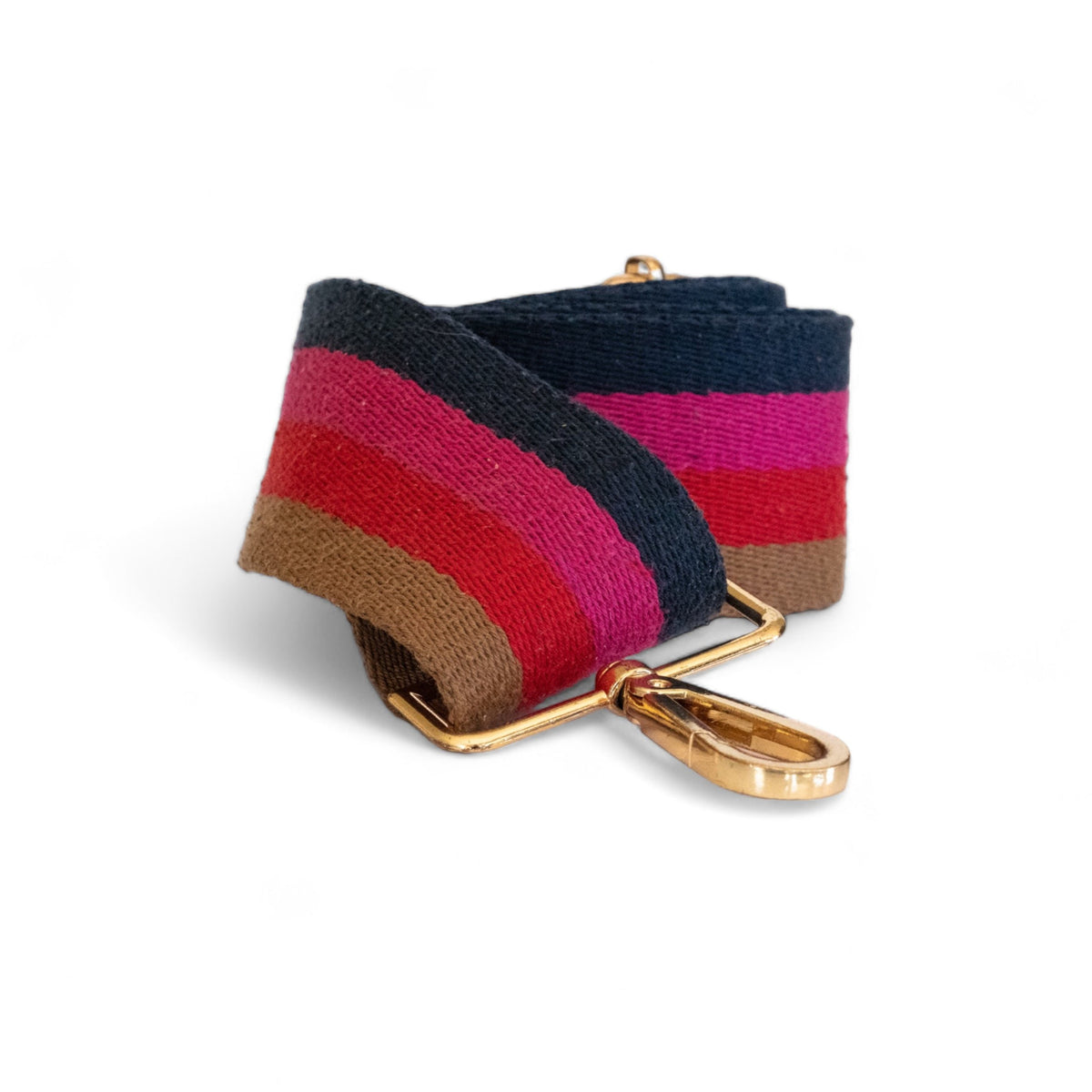 Webbing Shoulder Strap NEW Navy/ Magenta Stripe- Gold Hardware