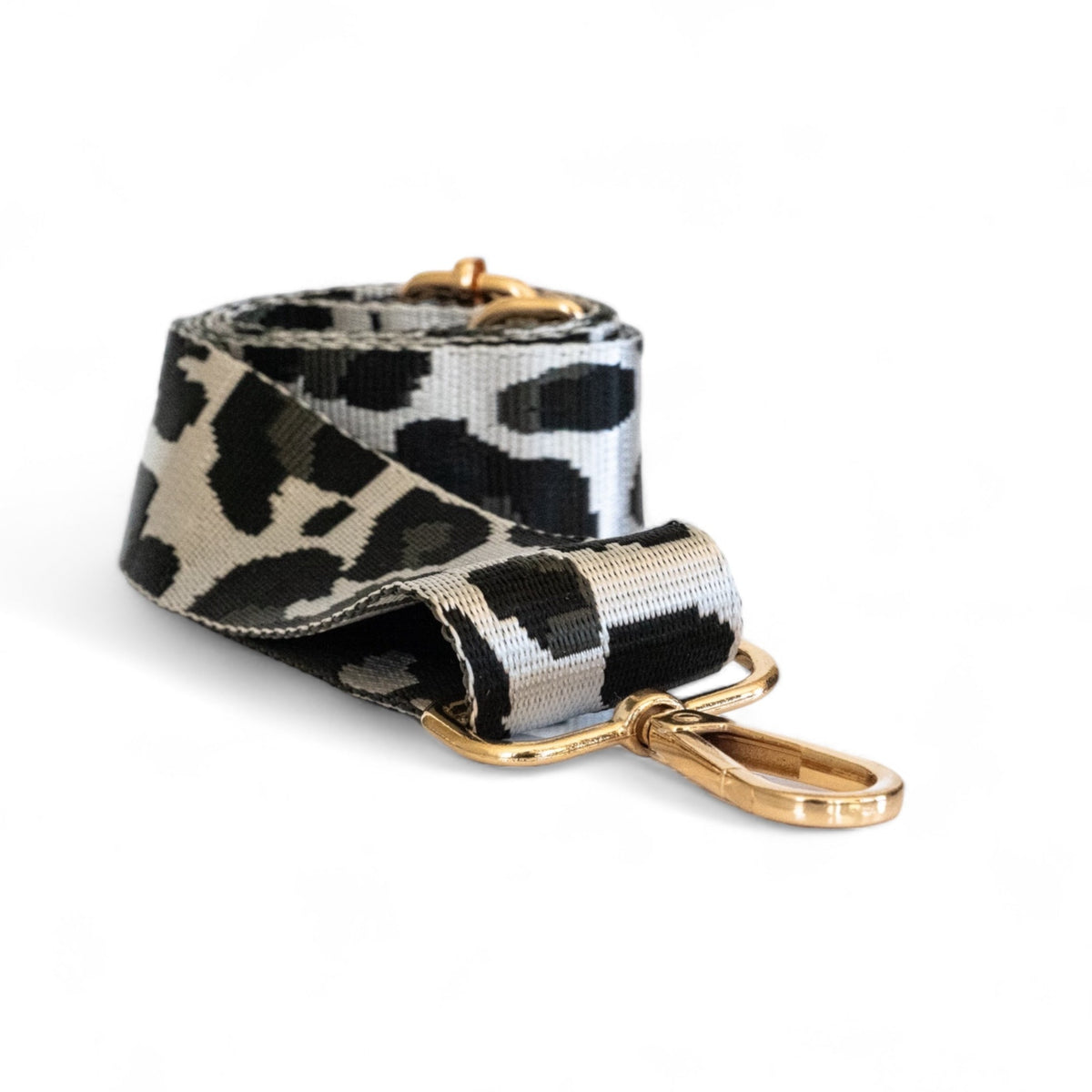 Webbing Shoulder Strap NEW Silver/ Black Leopard- Gold Hardware