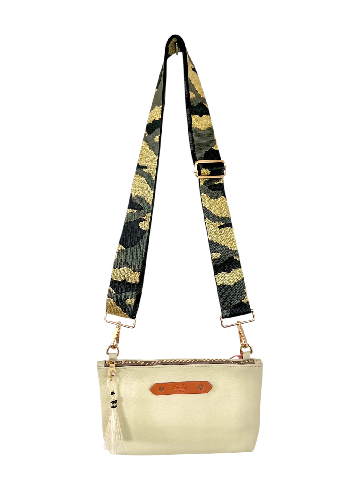 Webbing Shoulder Strap NEW Green/ Gold Camo- Gold Hardware