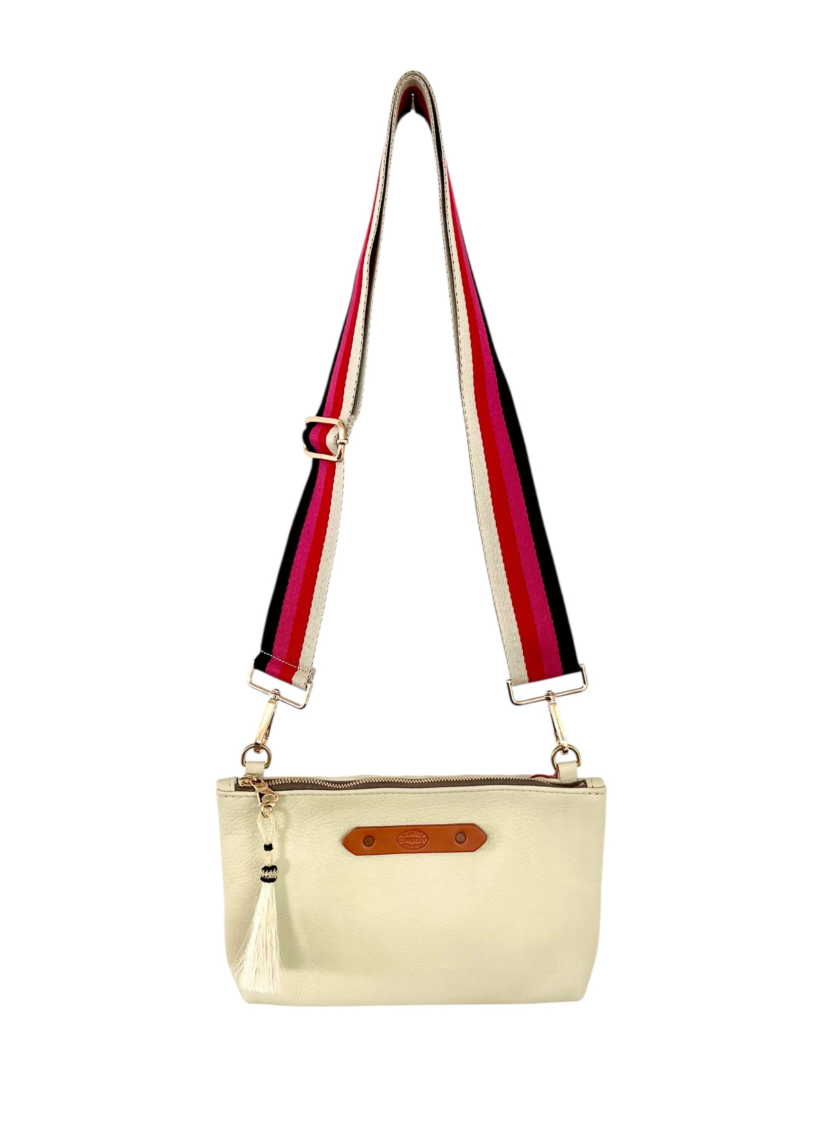 Webbing Shoulder Strap NEW Italian green, red, and white | Gold Hardware