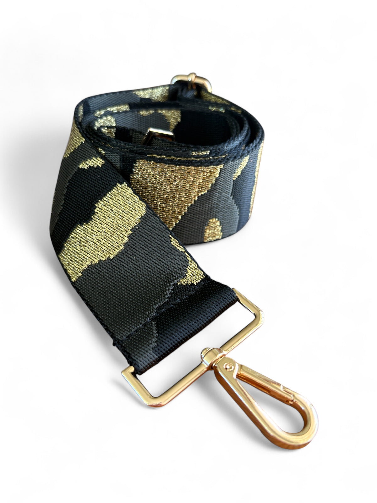 Webbing Shoulder Strap NEW Green/ Gold Camo- Gold Hardware