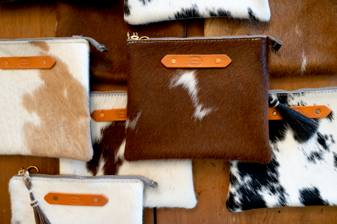 Bronze Shimmer & Brown Hide Resi Zip Clutch