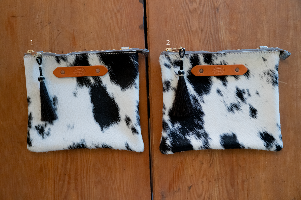 Silver Shimmer &amp; Black Hide Resi Zip Clutch