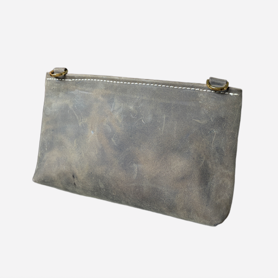 Zippy Clutch | Chocolate Roughman & Brown Hide