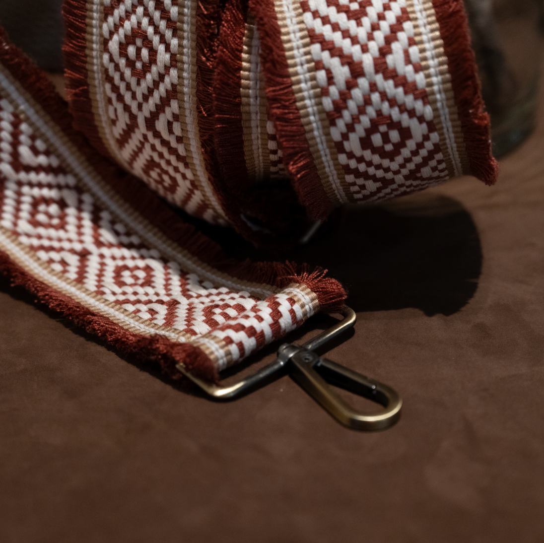 Adjustable Crossbody Strap - Woven Cotton | Amber with Fringe