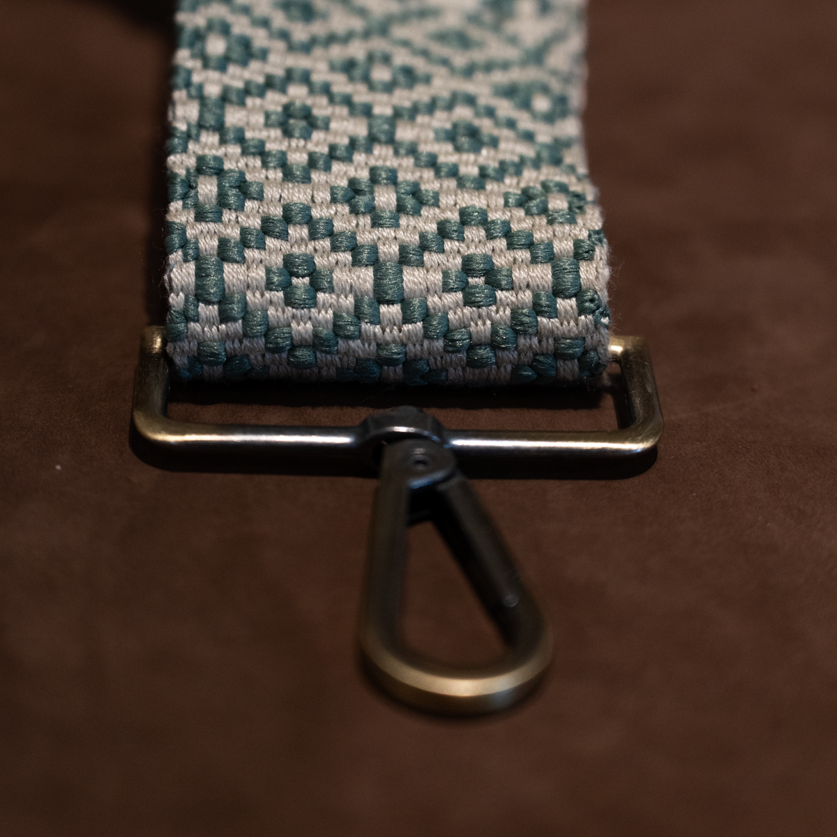 Adjustable Crossbody Strap - Woven Cotton Pattern | Green & Cream
