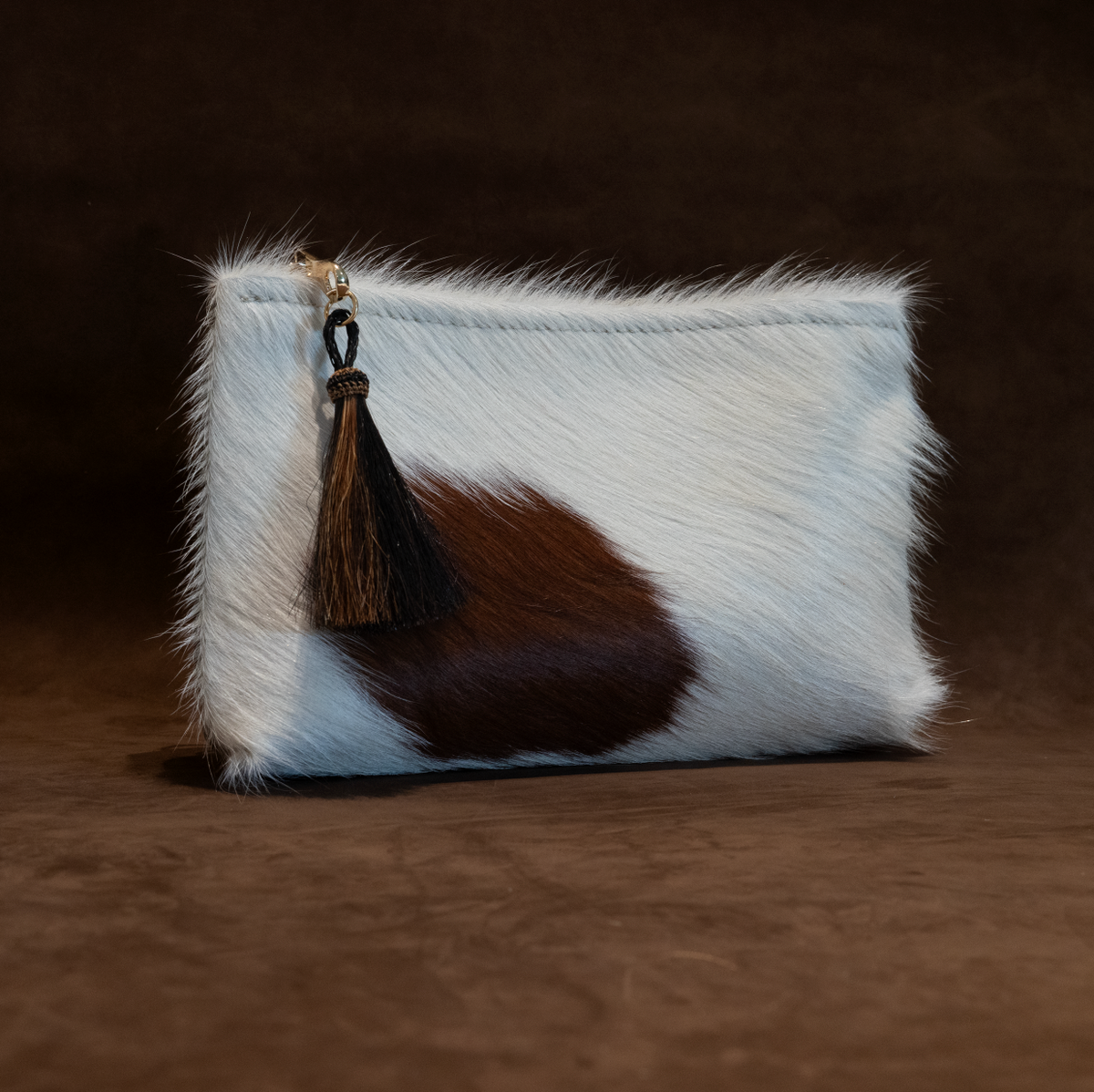 Zippy Clutch | Chocolate Roughman & Brown Hide