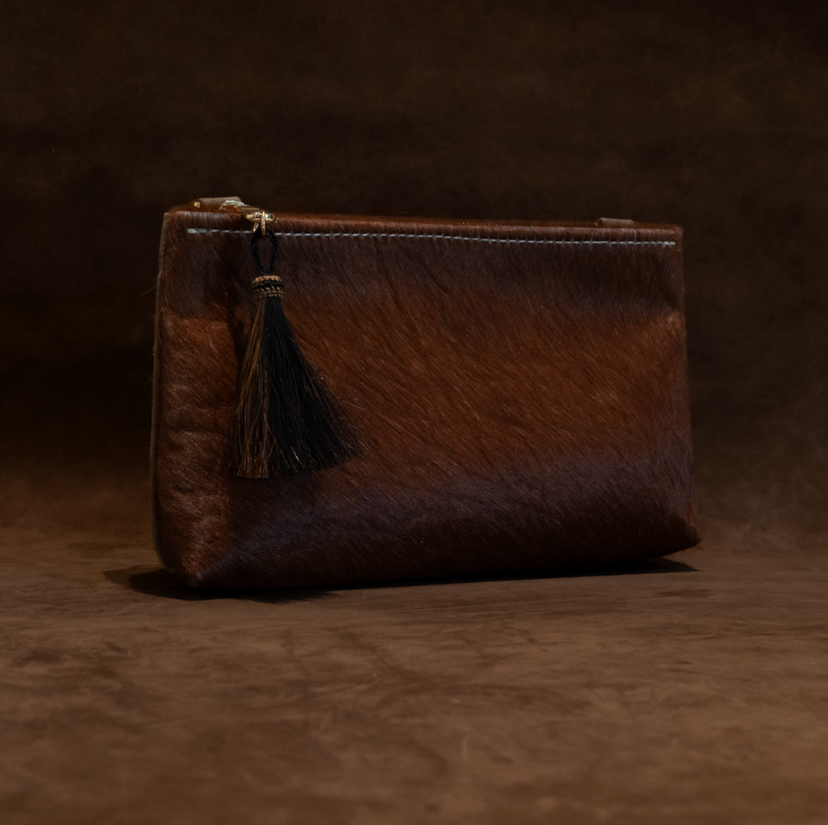 Zippy Clutch | Chocolate Roughman & Brown Hide
