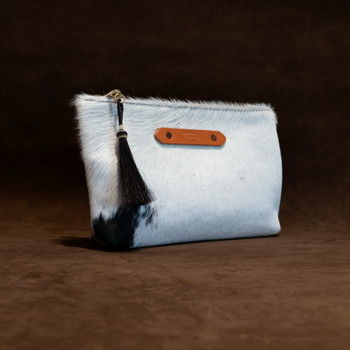 Zippy Clutch | Silver Shimmer & Black Hide