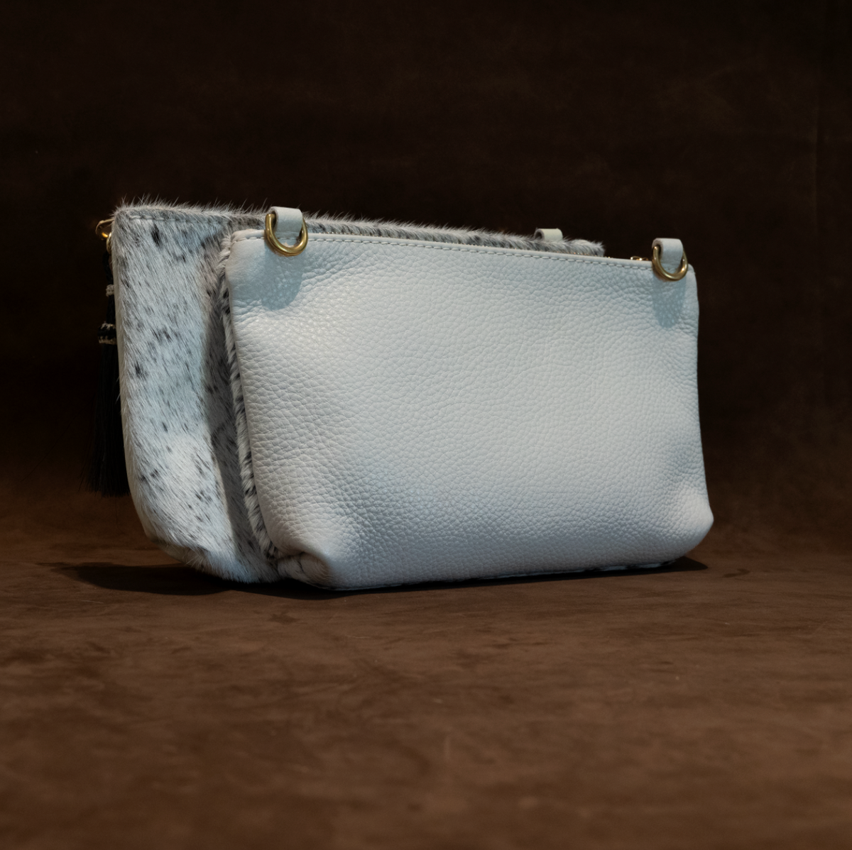 Zippy Clutch | Cream & Black Hide