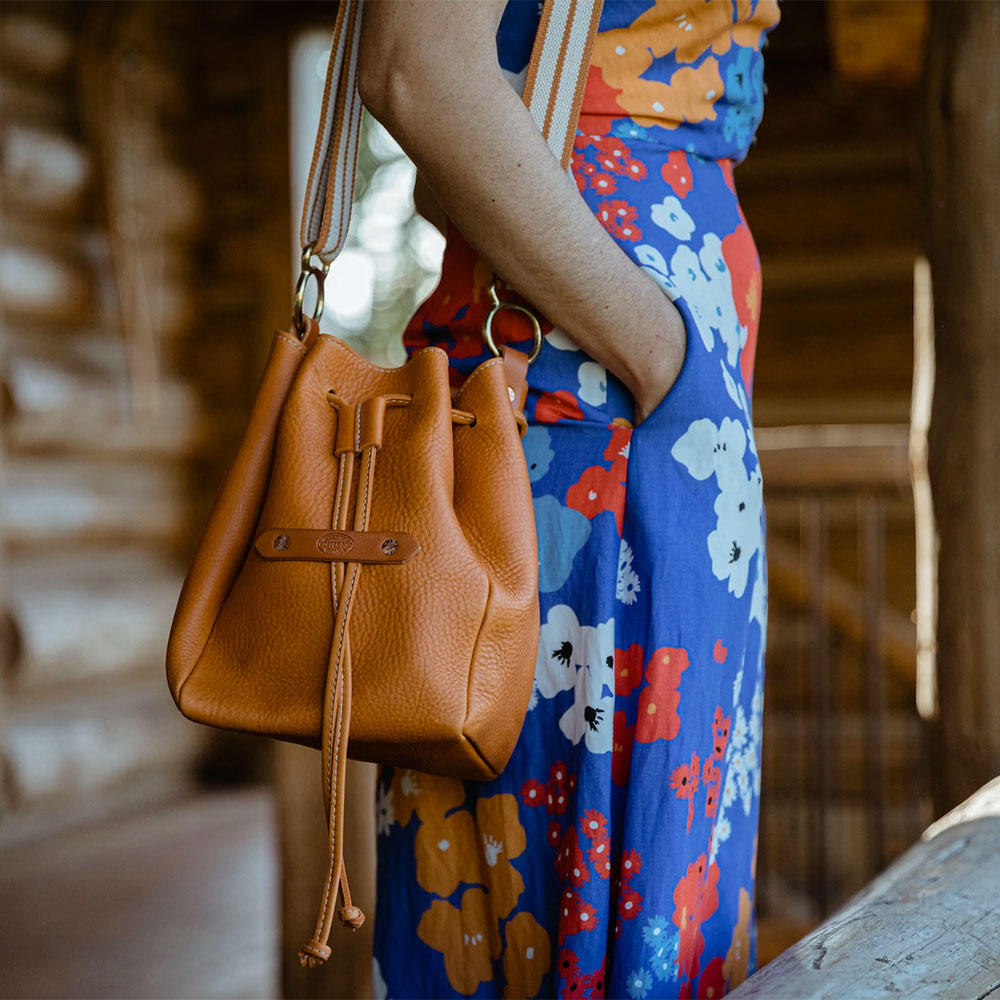 Brown Leather Bucket Bag - Madison Collection | Buffalo Jackson