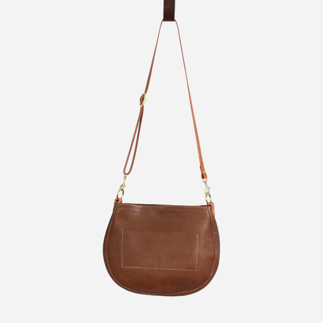 BROWN AND WHITE COW PRINT CROSS BODY BAG - The Copper Closet