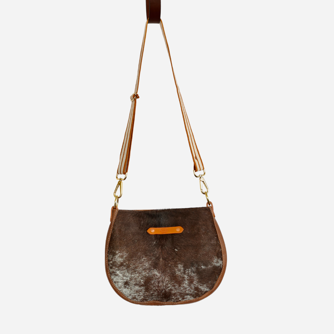 Walnut &amp; Cow Hide Katherine Ross Crossbody Bag