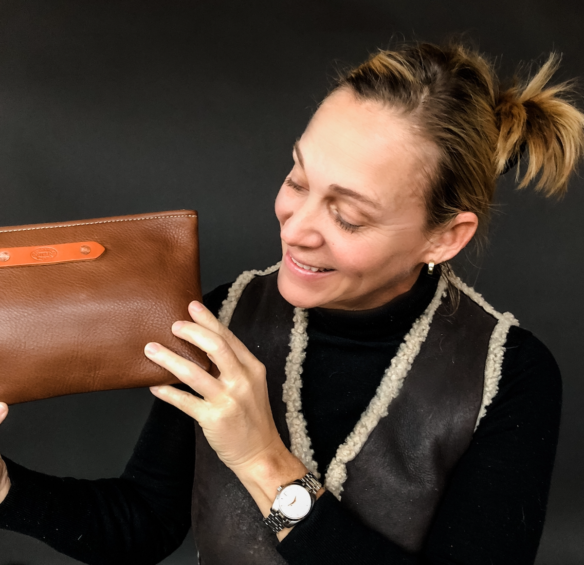 Walnut Zippy Clutch