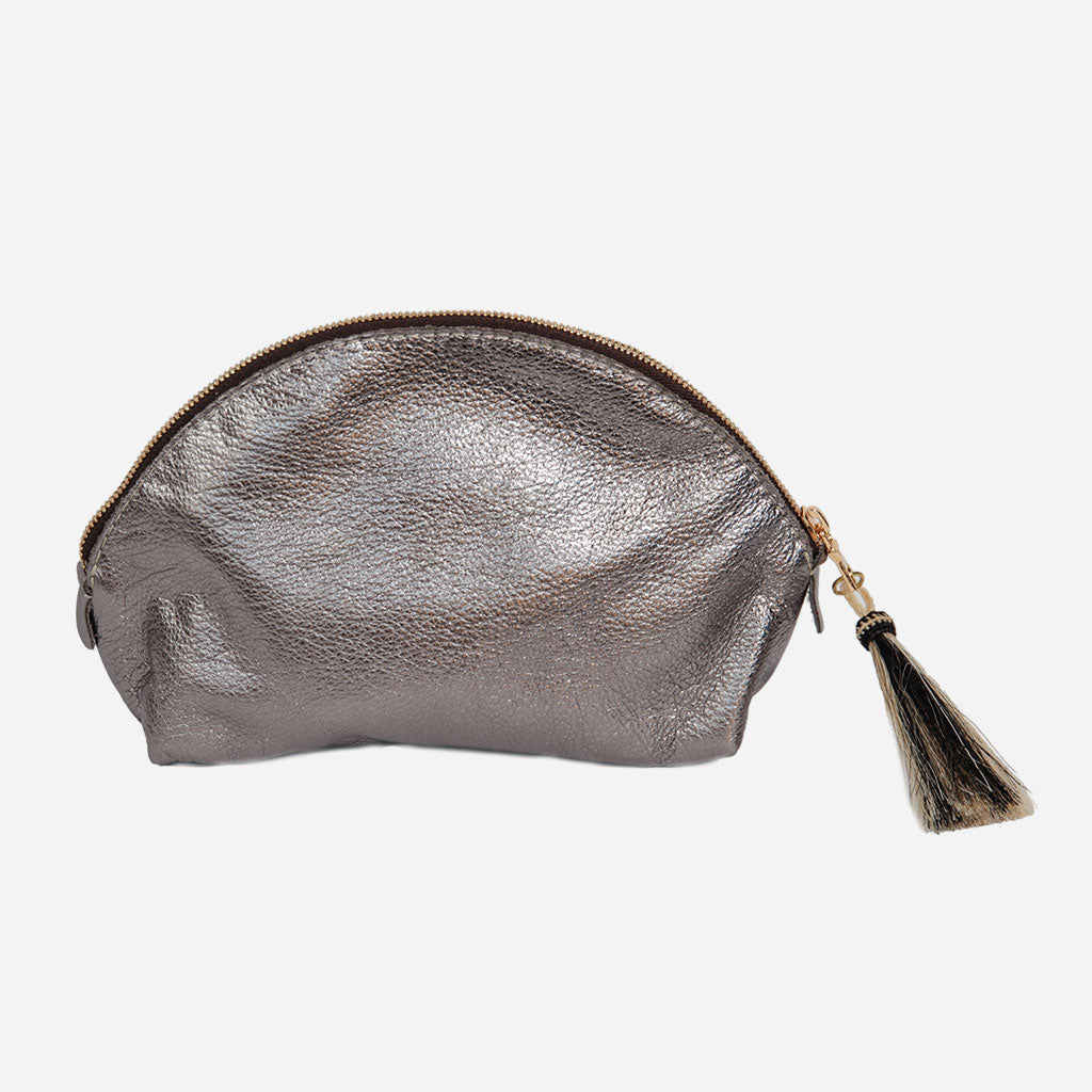 Silver Shimmer Crescent Clutch